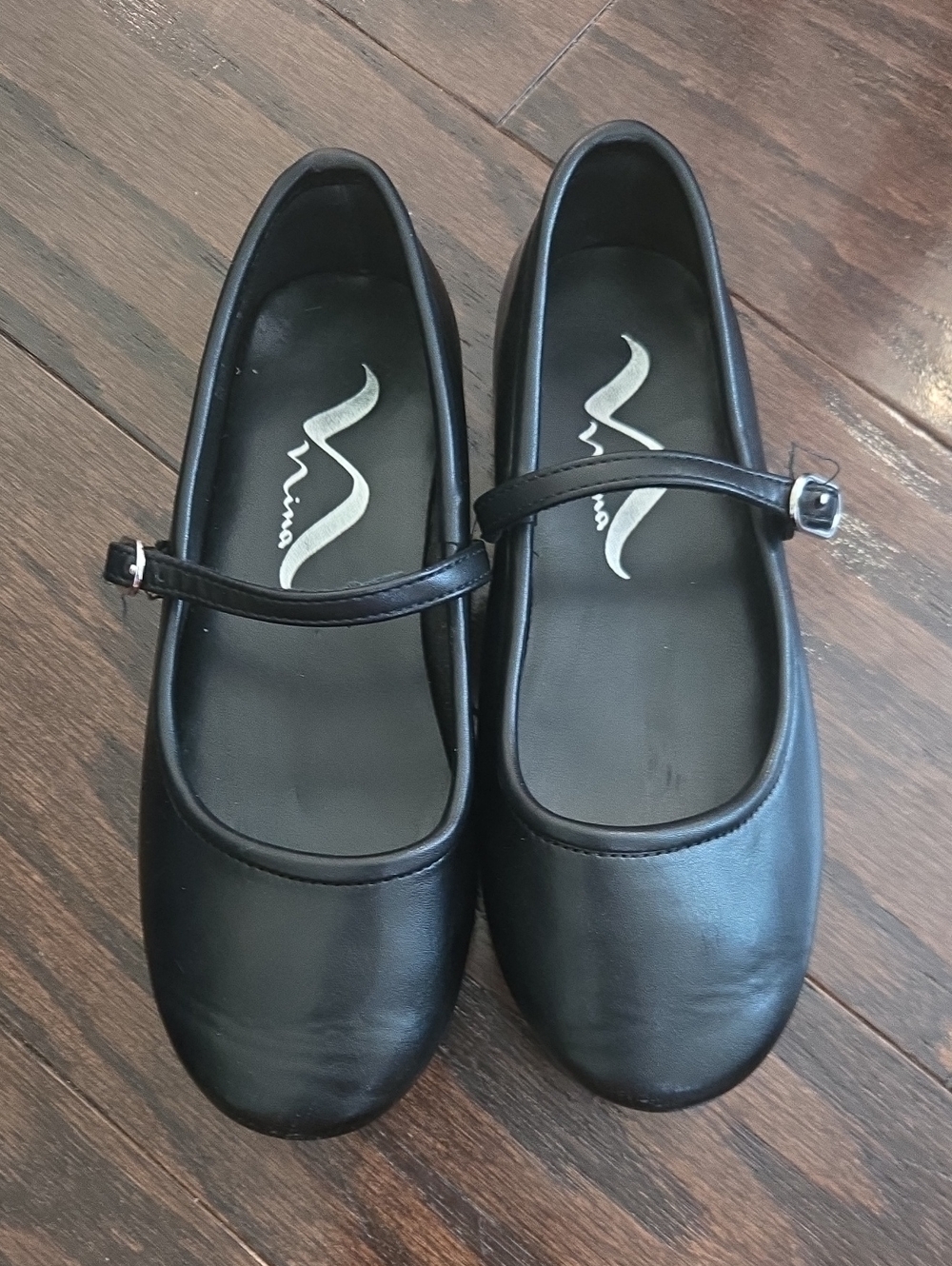 Nina Black Mary Jane Flats with Strap
